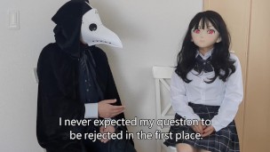 HENTAI Aibu。森。セクシーな衣装。座って電動バイブでオナニー。